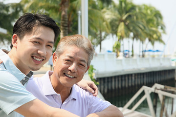 Fototapeta na wymiar Father and son spending time together
