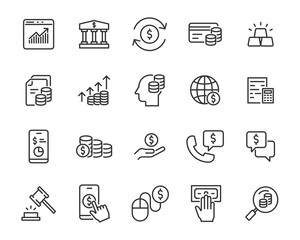 set of money icons, finance, coin, payment, account,