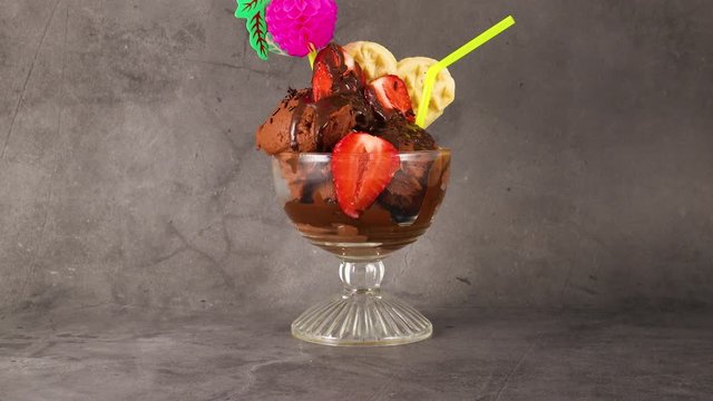 Delicious chocolate ice cream for desert 