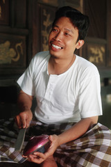 Man repairing top