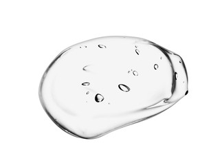 Hyaluronic acid serum drop isolated. Beauty skin care liquid gel swatch on white background. Clear...