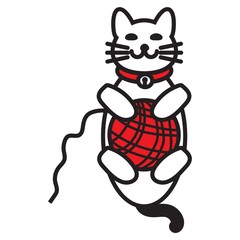 Cat playing with yarn