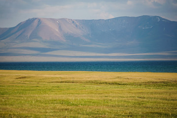Beautiful nature at Song Kul Lake where is very famous for tourist in Kyrgyzstan - 351463008