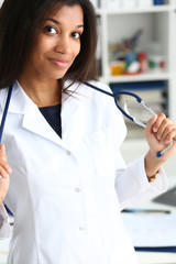 Beautiful black smiling female doctor portrait