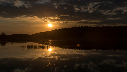 SunsetOver the Lake with Swans