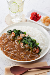 カレーライス　ほうれん草トッピング