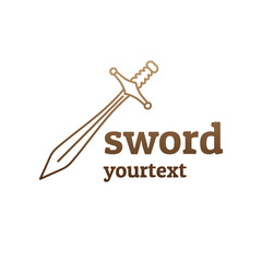sword hand drawn logo design. gradient color