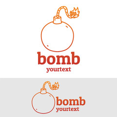 bomb hand drawn logo design. gradient color