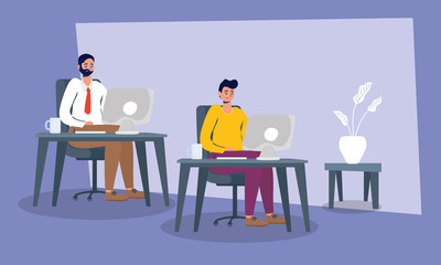 elegant business men working in the office