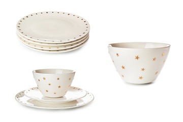 Clean plates on white background