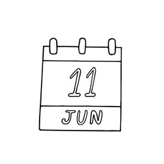 calendar hand drawn in doodle style. June 11. Day, date. icon, sticker, element