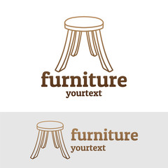 furniture hand drawn logo design. gradient color