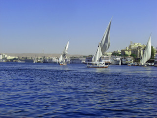 Egypte, Assouan felouques sur le Nil