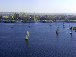 Egypte, Assouan felouques sur le Nil
