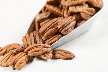 noix de pécan décortiquées dans une cuillère