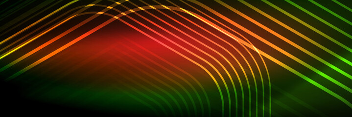 Shiny neon lines, stripes and waves, technology abstract background. Trendy abstract layout template for business or technology presentation, internet poster or web brochure cover, wallpaper