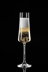 Glass of champagne on dark background