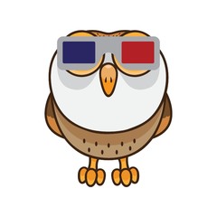 Owl wearing 3d glasses