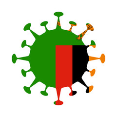 Zambian flag inside a virus. Vector illustration showing the impact of the virus on Zambia.