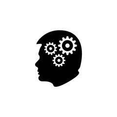 Vector icon human head with gears.