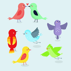 bird collection hand drawn flat design