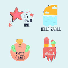 summer labels hand drawn flat design