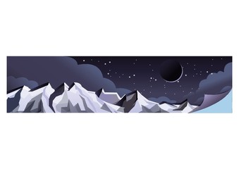 A mountains against night sky illustration.