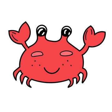 color vector element, drawing of a marine inhabitant, cute crab
