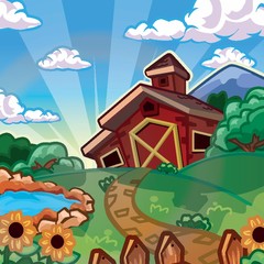 landscape with farmhouse