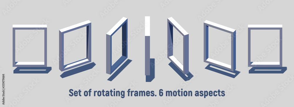 Poster isometric rectangular frame rotating