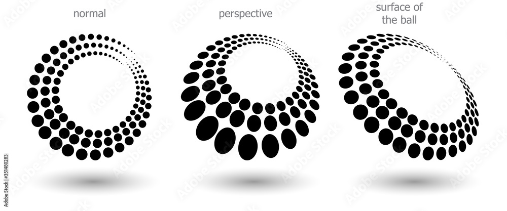 Poster halftone shapes, abstract dots logo emblem or design element for any project. round icon or backgrou