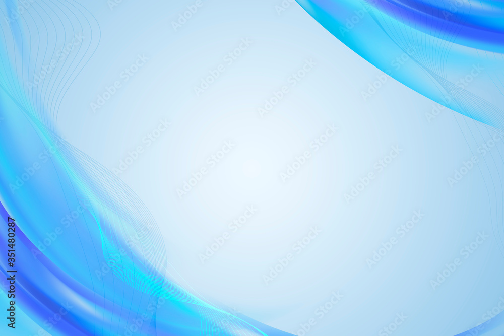 Wall mural blue curve patterned background illustration