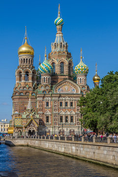 Church of the Savior on Spilled Blood (Собор Спас на крови). Located next to Griboyedov canal in Saint Petersburg, Russia