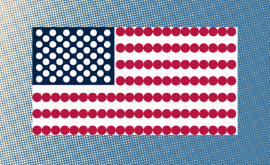 imitation of USA flag with halftone dots over gradient background