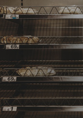 Obraz premium Fear of coronavirus spreading causing empty shelves in the grocery store