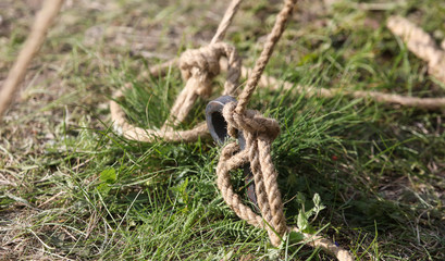 A peg hammered into the ground