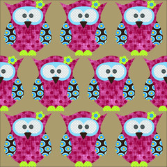 seamless pattern with owls