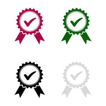 Approval check icon set (4 color). vector file