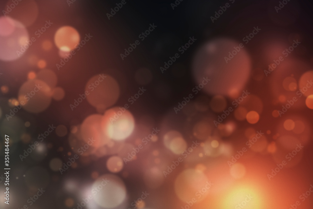 Poster orange bokeh pattern on a dark background illustration