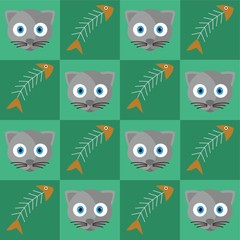 Cat and fish bones background