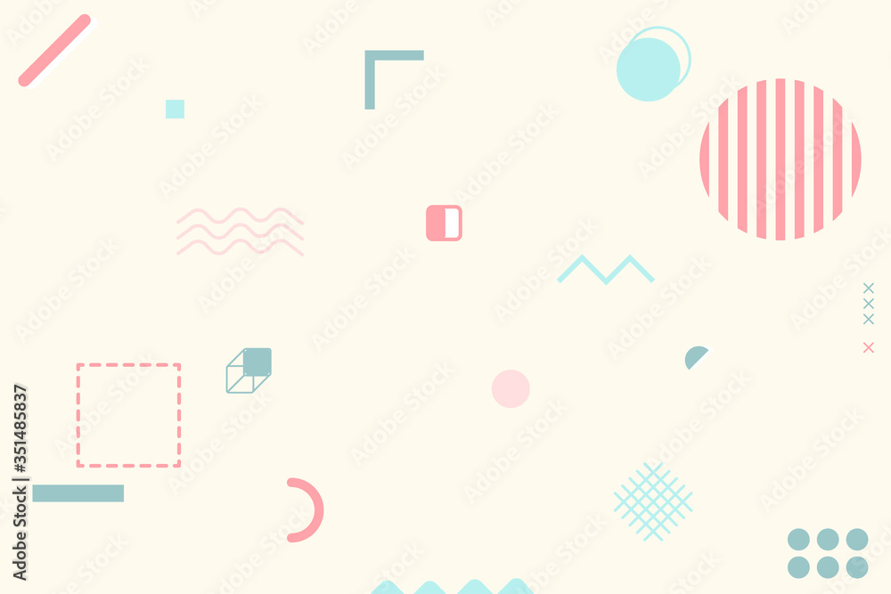 Wall mural abstract memphis patterned background illustration