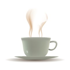 hot coffee cup with saucer