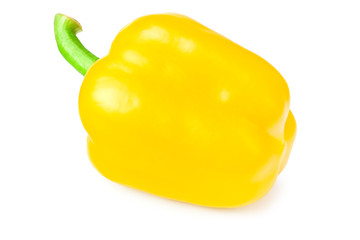 one yellow sweet bell pepper isolated on white background