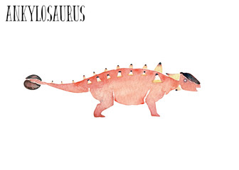 アンキロサウルス 恐竜　水彩 イラスト