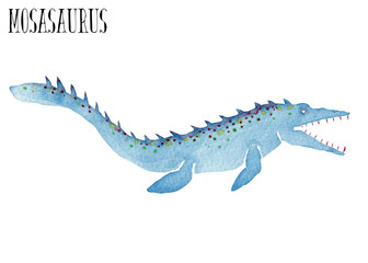 モササウルス 恐竜　水彩 イラスト