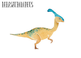 パラサウロロフス 恐竜　水彩 イラスト