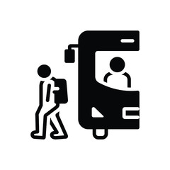 Black solid icon for student drop from school bus