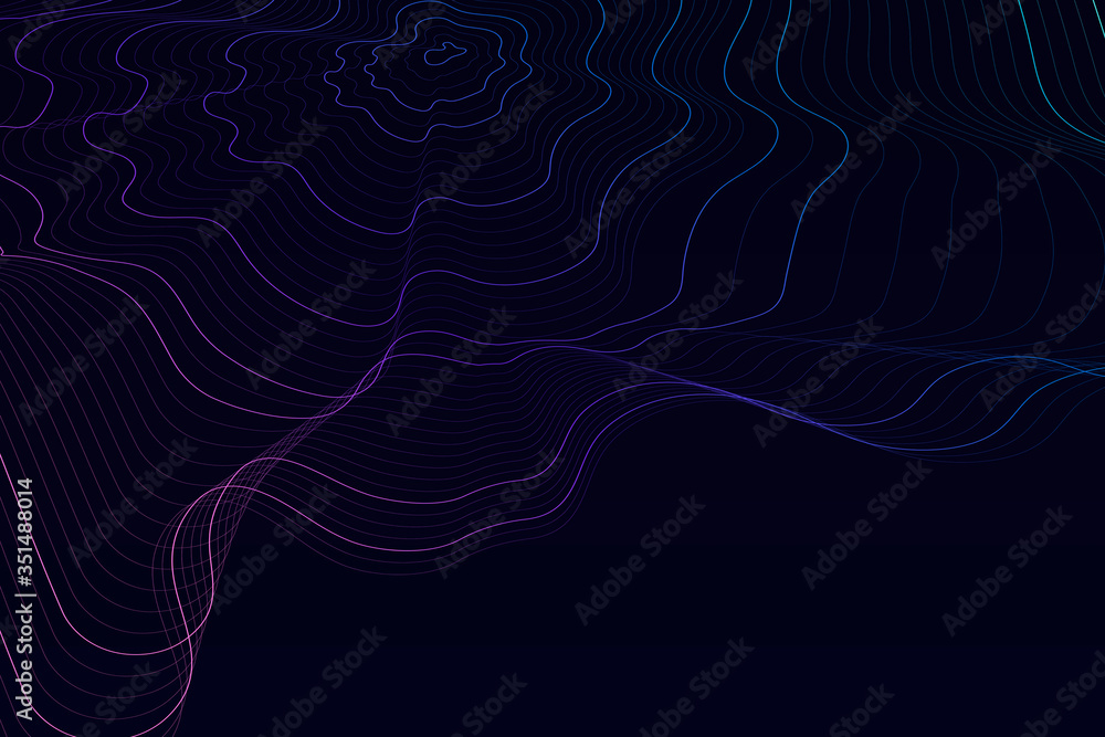 Canvas Prints 3d gradient contour line patterned background illustration