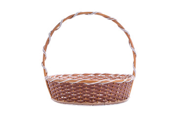 Fototapeta na wymiar Empty wicker basket with clipping paths isolated on white background