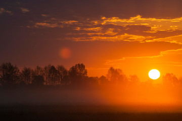 sunset over the river